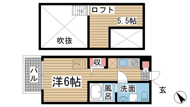 ラ・ヴィータ川西(ワンルーム/1階)の間取り写真