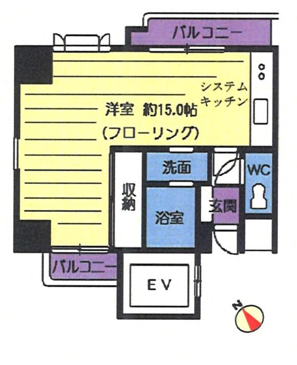 メロディハイム東帝塚山(ワンルーム/6階)の間取り写真