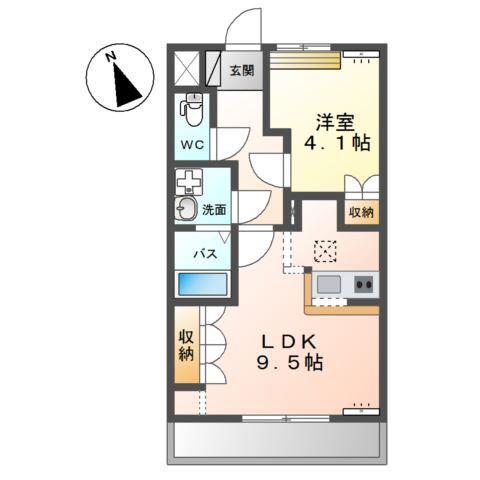 コンフォートチェンバー(1LDK/1階)の間取り写真