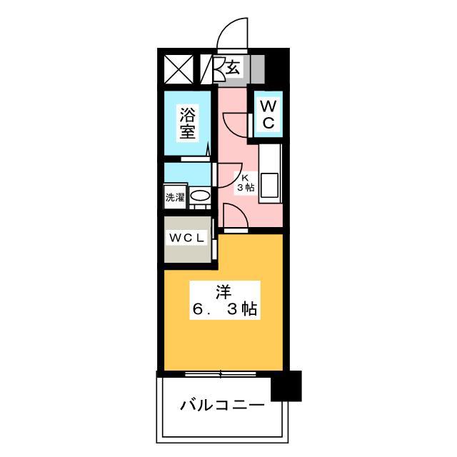エンクレスト天神MERSII(1K/3階)の間取り写真