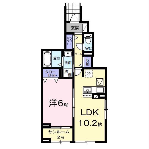 サンリット ヒル(1LDK/1階)の間取り写真