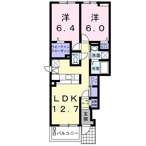 エレガンシア・B(2LDK/1階)の間取り写真