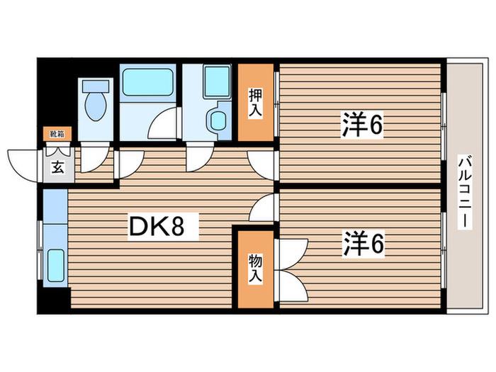 ガーデンさつきA棟(2DK/4階)の間取り写真