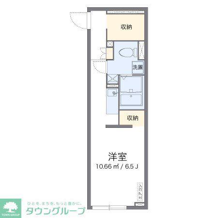 レオパレス先作イースト(ワンルーム/1階)の間取り写真