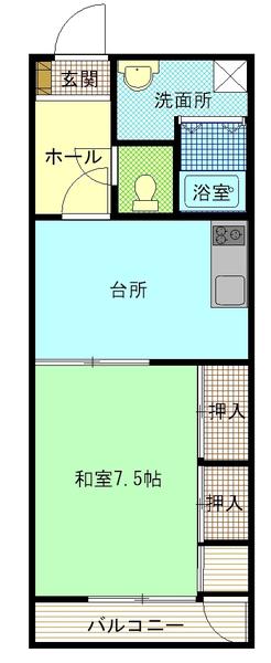 レセフェール(1DK/2階)の間取り写真