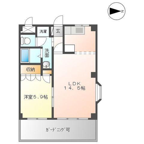 エクレセンスミナミ(1LDK/3階)の間取り写真