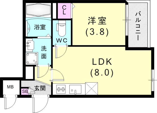 MAXIV CITY神戸鷹取 TRE(1LDK/1階)の間取り写真