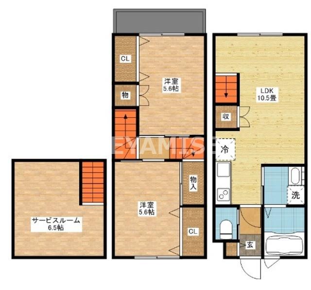 MODERN PALAZZO 戸石E(2SLDK/1階)の間取り写真