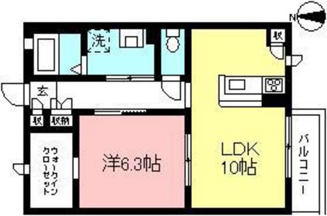 BRIGHT STONE(1LDK/2階)の間取り写真