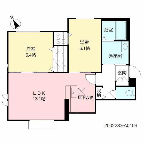 CLAIR博多南A棟(2LDK/1階)の間取り写真