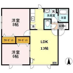 ヴェールアレA(2LDK/1階)の間取り写真