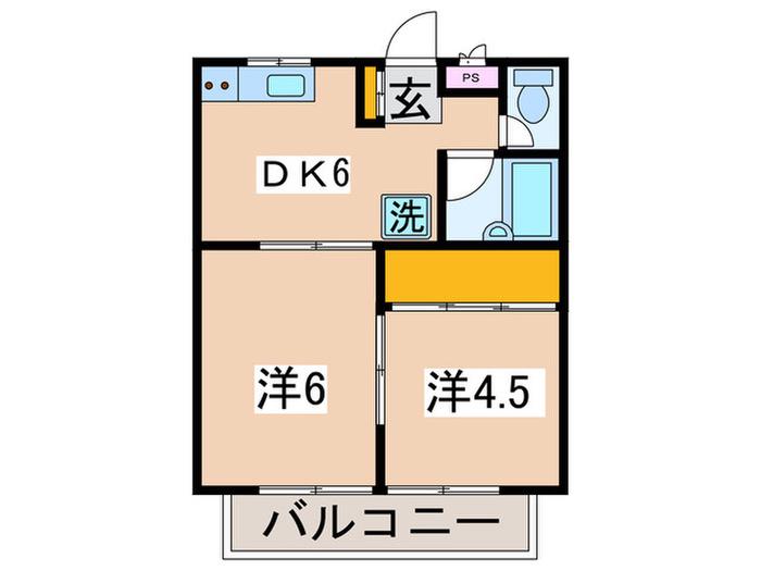 明神コーポ(2DK/2階)の間取り写真