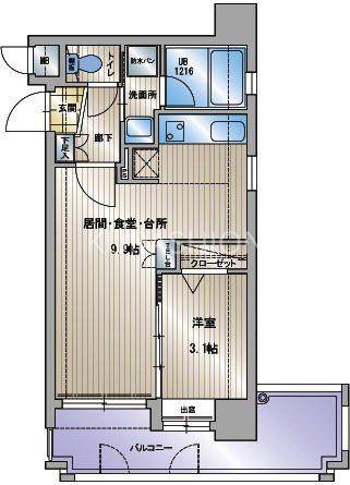 アクタス天神セントラルタワー(1LDK/12階)の間取り写真