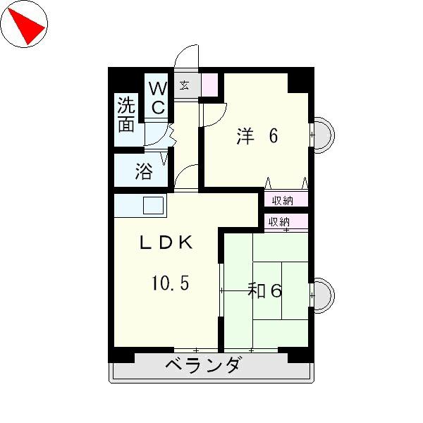 エスポワールASAHI(2LDK/7階)の間取り写真