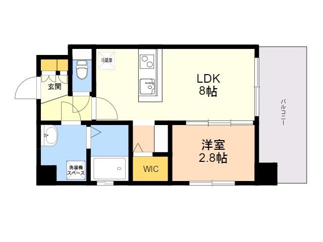 アルティザ春日原駅前クロス(1LDK/8階)の間取り写真