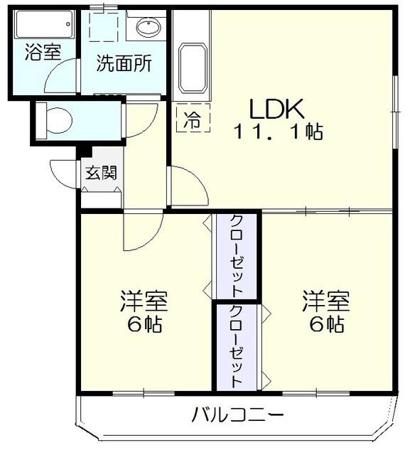 パレスデュオ(2LDK/2階)の間取り写真