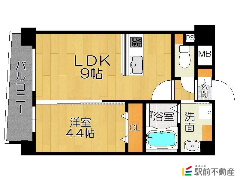 レディアントアーク薬院(1LDK/8階)の間取り写真