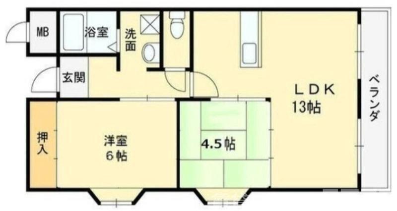 メゾンツインウィン二番館(2LDK/3階)の間取り写真