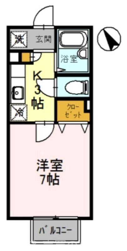 パセオ西之町(1K/2階)の間取り写真