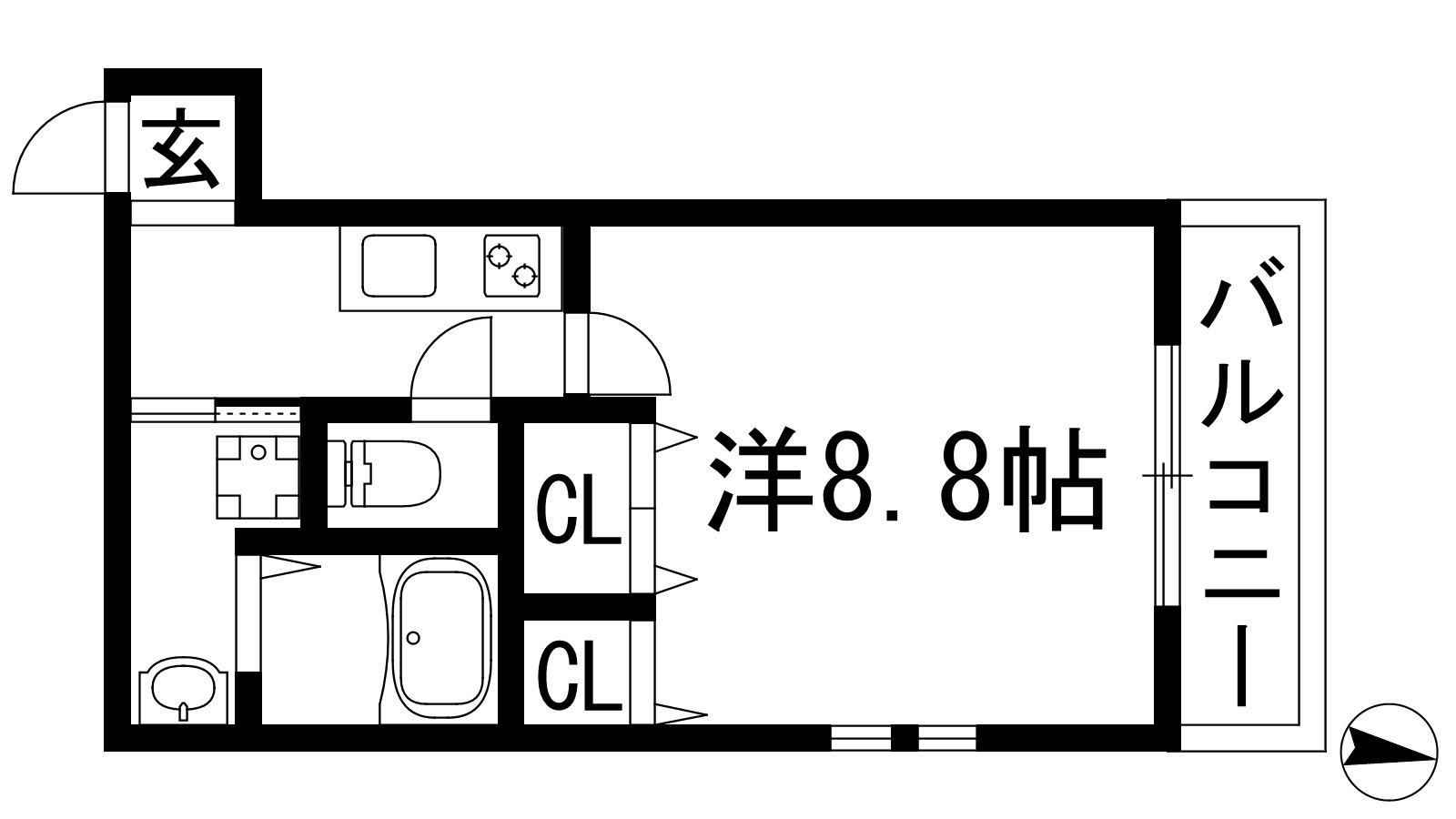 フジパレス宝塚小林3番館(1K/2階)の間取り写真
