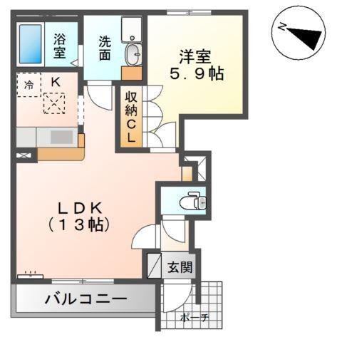 ルナコート(1LDK/1階)の間取り写真