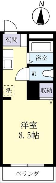 ガーデニア21S棟(ワンルーム/1階)の間取り写真