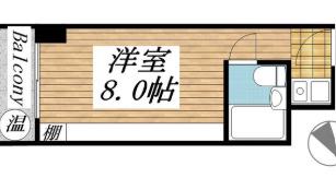 中野弥生町スカイハイツ(ワンルーム/2階)の間取り写真