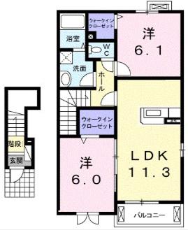ファインステート(2LDK/2階)の間取り写真