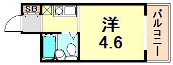 ライフピアモア六甲(1K/3階)の間取り写真