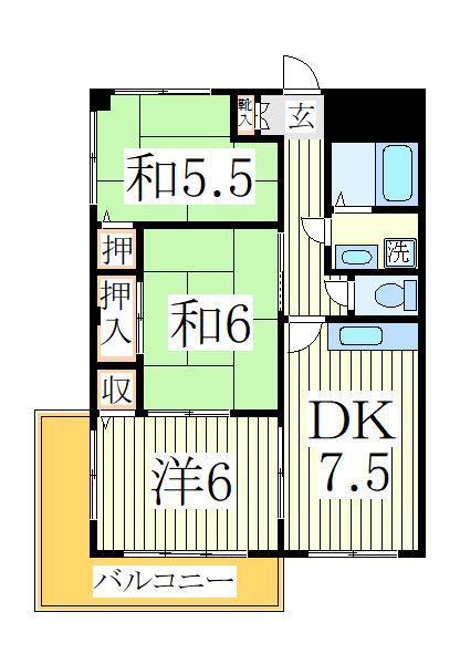レヂデンス北斗(3DK/4階)の間取り写真