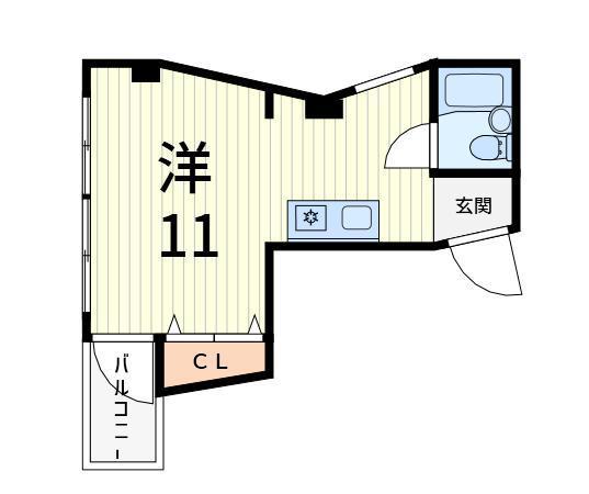 TNコーポ(ワンルーム/2階)の間取り写真