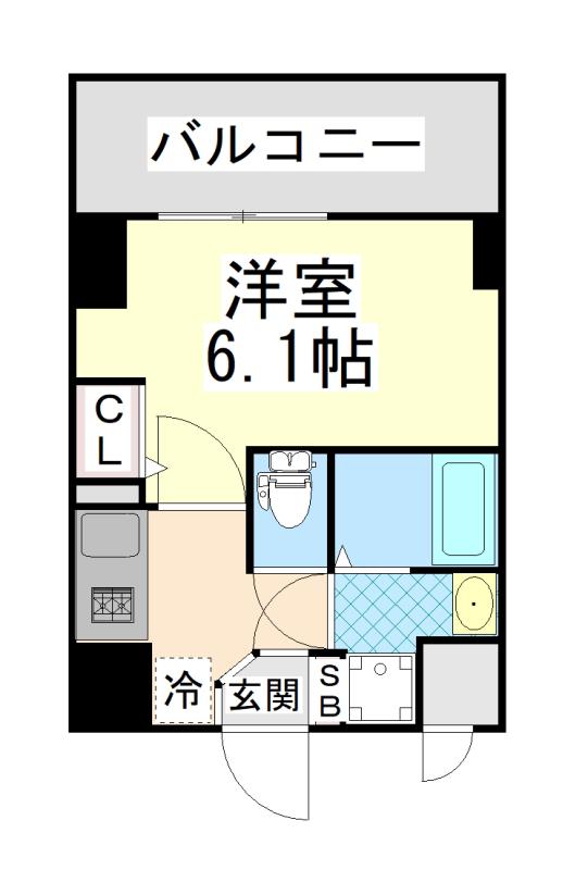 神戸国香通FUTUR(1K/13階)の間取り写真