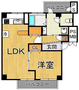 VIEWTERRACE売布Ⅱ(1LDK/2階)の間取り写真