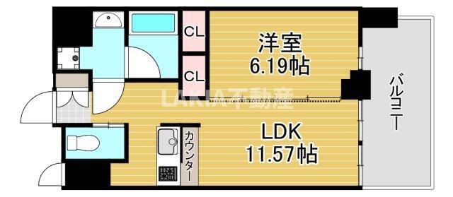 プレジオ城東(1LDK/12階)の間取り写真
