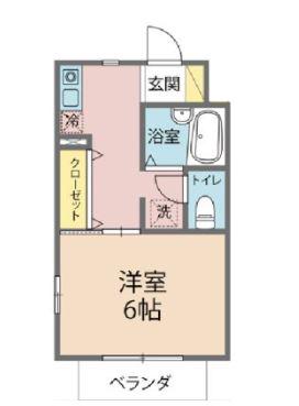 ポルシェ井土ヶ谷(1K/1階)の間取り写真