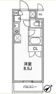 I LIKE KJ 1BANKAN(ワンルーム/2階)の間取り写真