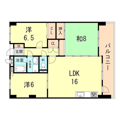 メゾンドカスカード六甲(3LDK/2階)の間取り写真