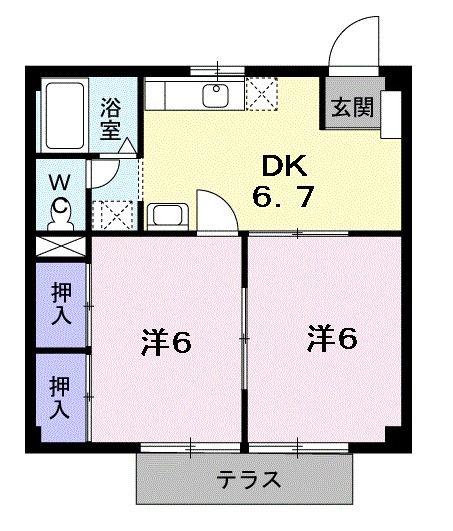 メゾンインペリアル(2DK/1階)の間取り写真