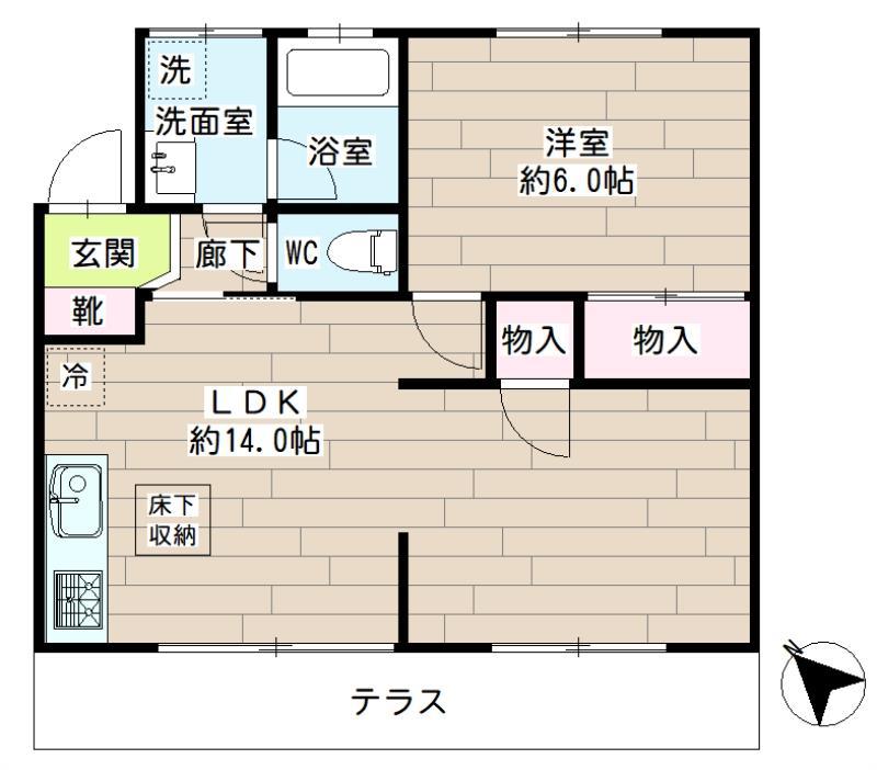 マロンプレーンA(1LDK/1階)の間取り写真