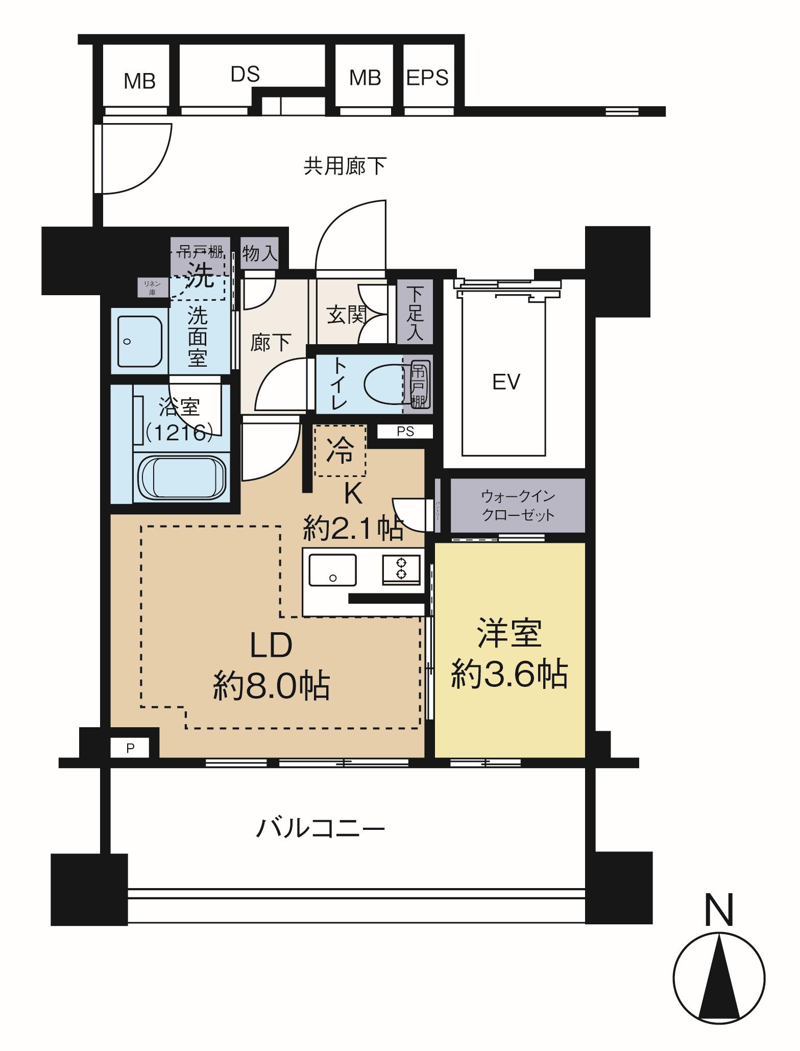 BRILLIA三鷹禅林寺通(1LDK/7階)の間取り写真