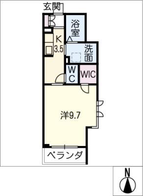 サウスヴィラ(1K/2階)の間取り写真