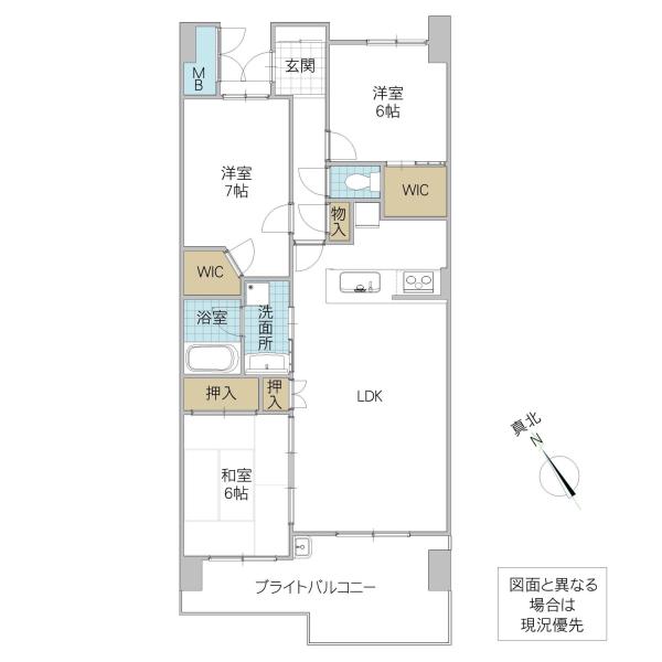 シーズガーデン水戸パークフロント(3LDK/3階)の間取り写真