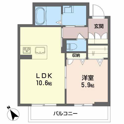 べレオアトリエール住吉(1LDK/2階)の間取り写真