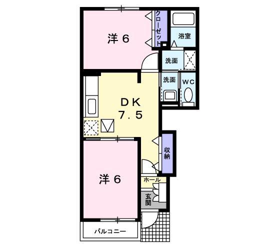 パルククレール・ササキA(2DK/1階)の間取り写真