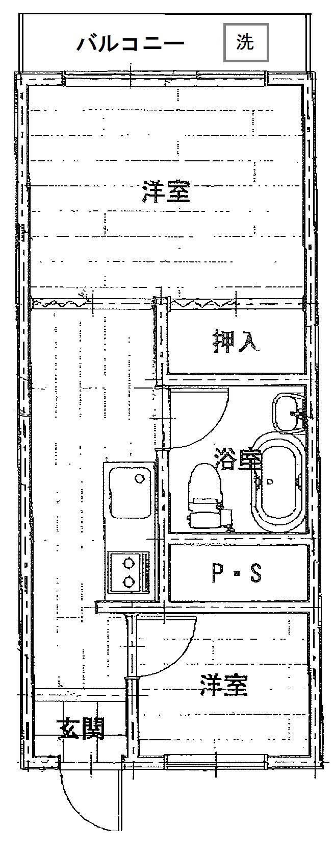 築地武蔵野マンション(2K/2階)の間取り写真
