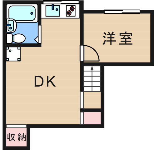 ハイツ秋桜(1DK/2階)の間取り写真