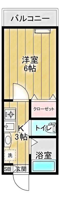 ミナレット(1K/1階)の間取り写真