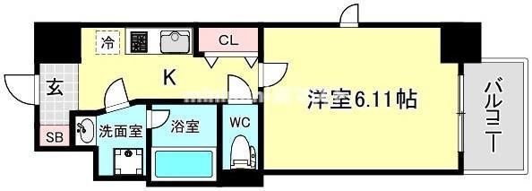 LUCE KUJYONISHI(1K/6階)の間取り写真