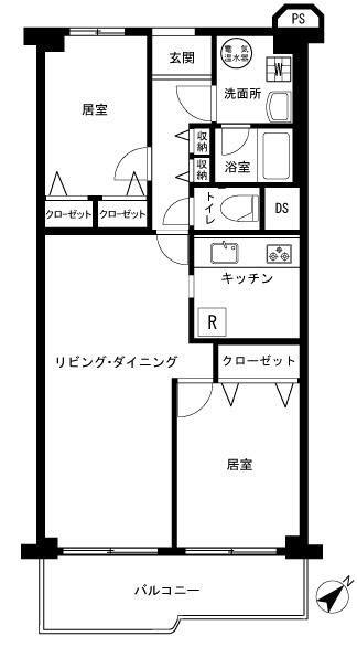 目黒台スカイマンション(2LDK/2階)の間取り写真