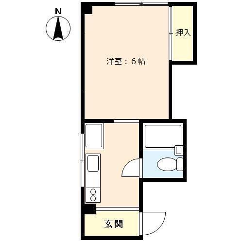 アパート奥名(1K/1階)の間取り写真